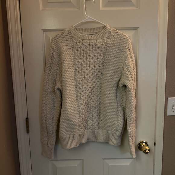Mutual Weave Other - Mutual Weave Men's Cream Cable Knit Crew Neck Sweater Size L